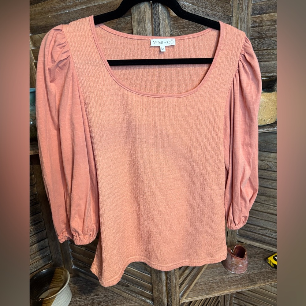 Women's Pink Peach Sleeve Top